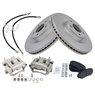 TRQ® - Front Disc Brake Kit with Semi-Metallic Pads, Calipers and Hoses