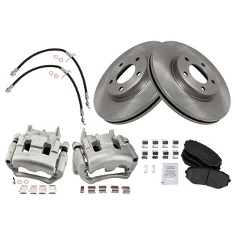 TRQ® - Front Disc Brake Kit with Ceramic Pads, Calipers and Hoses