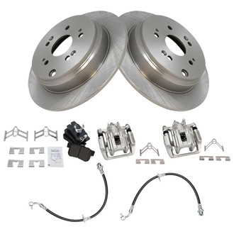 TRQ® - Rear Disc Brake Kit with Semi-Metallic Pads, Calipers and Hoses