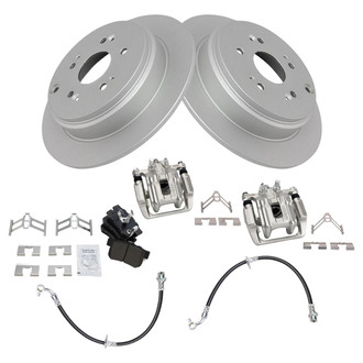 TRQ® - Rear Disc Brake Kit with Semi-Metallic Pads, Calipers and Hoses