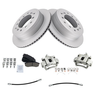 TRQ® - Rear Disc Brake Kit with Ceramic Pads, Calipers and Hoses