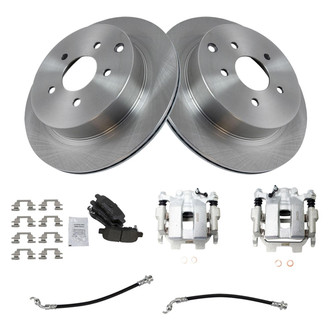 TRQ® - Rear Disc Brake Kit with Semi-Metallic Pads, Calipers and Hoses