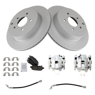 TRQ® - Rear Disc Brake Kit with Semi-Metallic Pads, Calipers and Hoses