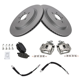 TRQ® - Rear Disc Brake Kit with Semi-Metallic Pads, Calipers and Hoses