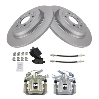 TRQ® - Rear Disc Brake Kit with Ceramic Pads, Calipers and Hoses