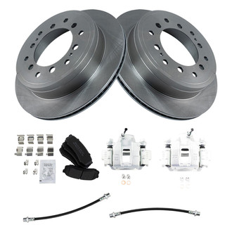 TRQ® - Rear Disc Brake Kit with Semi-Metallic Pads, Calipers and Hoses