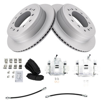 TRQ® - Rear Disc Brake Kit with Semi-Metallic Pads, Calipers and Hoses