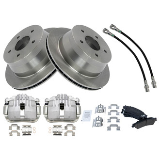 TRQ® - Rear Disc Brake Kit with Ceramic Pads, Calipers and Hoses