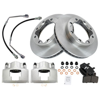 TRQ® - Front Disc Brake Kit with Semi-Metallic Pads, Calipers and Hoses