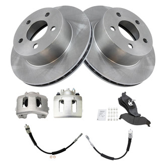 TRQ® - Front Disc Brake Kit with Semi-Metallic Pads, Calipers and Hoses