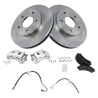 TRQ® - Front Disc Brake Kit with Semi-Metallic Pads, Calipers and Hoses