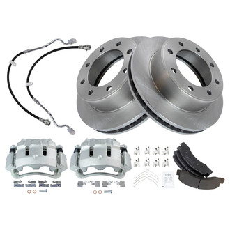 TRQ® - Front Disc Brake Kit with Semi-Metallic Pads, Calipers and Hoses