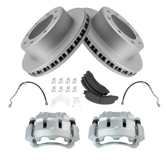 TRQ® - Front Disc Brake Kit with Semi-Metallic Pads, Calipers and Hoses