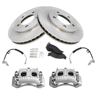 TRQ® - Front Disc Brake Kit with Semi-Metallic Pads, Calipers and Hoses