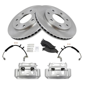 TRQ® - Front Disc Brake Kit with Semi-Metallic Pads, Calipers and Hoses