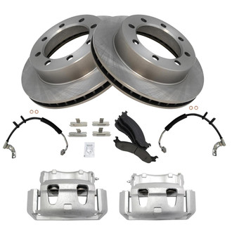 TRQ® - Front Disc Brake Kit with Semi-Metallic Pads, Calipers and Hoses