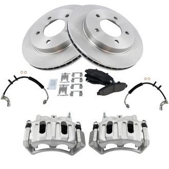 TRQ® - Front Disc Brake Kit with Ceramic Pads, Calipers and Hoses