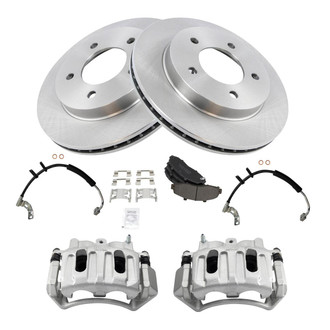 TRQ® - Front Disc Brake Kit with Semi-Metallic Pads, Calipers and Hoses
