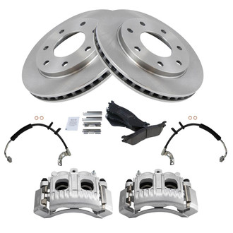 TRQ® - Front Disc Brake Kit with Ceramic Pads, Calipers and Hoses