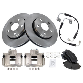 TRQ® - Front Disc Brake Kit with Semi-Metallic Pads, Calipers and Hoses