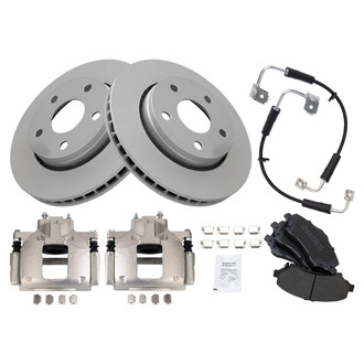 TRQ® - Front Disc Brake Kit with Semi-Metallic Pads, Calipers and Hoses