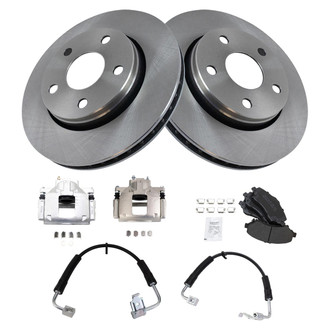 TRQ® - Front Disc Brake Kit with Semi-Metallic Pads, Calipers and Hoses