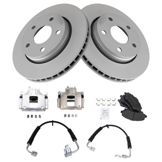 TRQ® - Front Disc Brake Kit with Semi-Metallic Pads, Calipers and Hoses