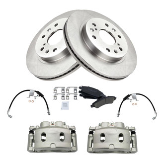 TRQ® - Front Disc Brake Kit with Ceramic Pads, Calipers and Hoses