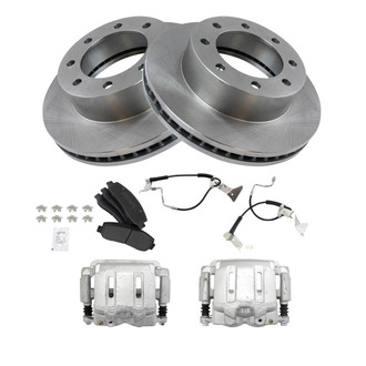 TRQ® - Front Disc Brake Kit with Semi-Metallic Pads, Calipers and Hoses