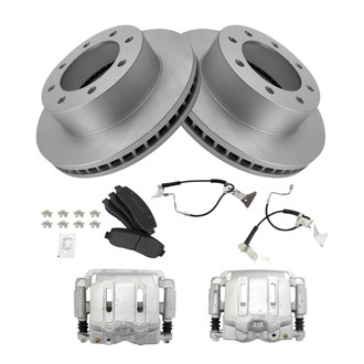 TRQ® - Front Disc Brake Kit with Semi-Metallic Pads, Calipers and Hoses