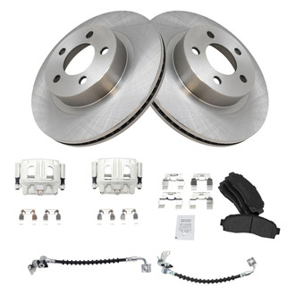 TRQ® - Front Disc Brake Kit with Semi-Metallic Pads, Calipers and Hoses