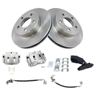 TRQ® - Front Disc Brake Kit with Semi-Metallic Pads, Calipers and Hoses