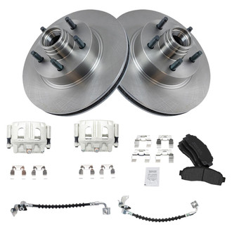 TRQ® - Front Disc Brake Kit with Semi-Metallic Pads, Calipers and Hoses