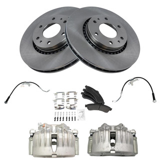 TRQ® - Front Disc Brake Kit with Semi-Metallic Pads, Calipers and Hoses