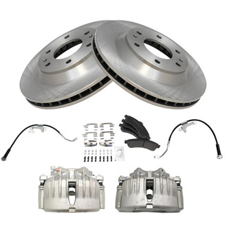 TRQ® - Front Disc Brake Kit with Semi-Metallic Pads, Calipers and Hoses