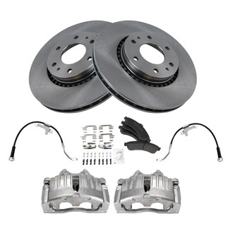 TRQ® - Front Disc Brake Kit with Semi-Metallic Pads, Calipers and Hoses