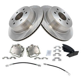 TRQ® - Rear Disc Brake Kit with Semi-Metallic Pads, Calipers and Hoses