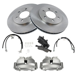 TRQ® - Front Disc Brake Kit with Semi-Metallic Pads, Calipers and Hoses
