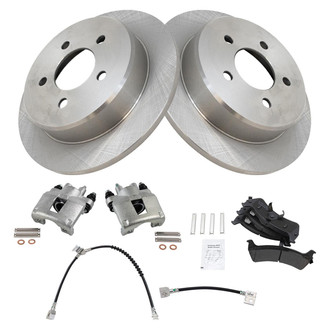 TRQ® - Rear Disc Brake Kit with Semi-Metallic Pads, Calipers and Hoses