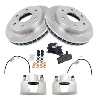 TRQ® - Front Disc Brake Kit with Semi-Metallic Pads, Calipers and Hoses