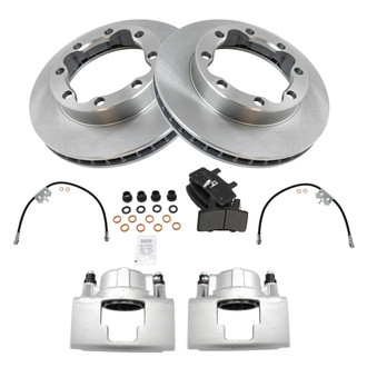 TRQ® - Front Disc Brake Kit with Semi-Metallic Pads, Calipers and Hoses