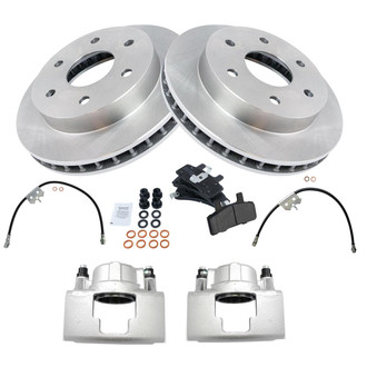 TRQ® - Front Disc Brake Kit with Semi-Metallic Pads, Calipers and Hoses