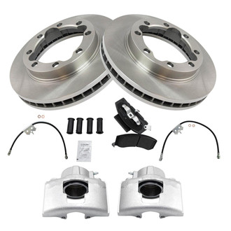 TRQ® - Front Disc Brake Kit with Semi-Metallic Pads, Calipers and Hoses