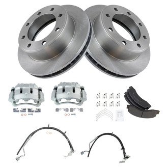 TRQ® - Front Disc Brake Kit with Semi-Metallic Pads, Calipers and Hoses
