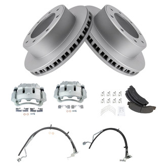 TRQ® - Front Disc Brake Kit with Semi-Metallic Pads, Calipers and Hoses