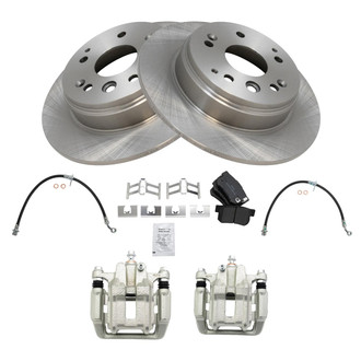 TRQ® - Rear Disc Brake Kit with Semi-Metallic Pads, Calipers and Hoses