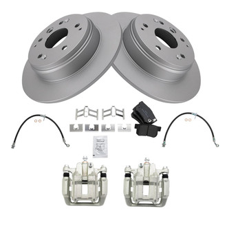 TRQ® - Rear Disc Brake Kit with Semi-Metallic Pads, Calipers and Hoses