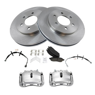 TRQ® - Front Disc Brake Kit with Ceramic Pads, Calipers and Hoses