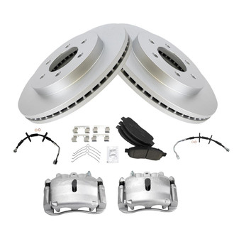 TRQ® - Front Disc Brake Kit with Ceramic Pads, Calipers and Hoses