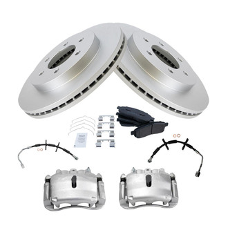 TRQ® - Front Disc Brake Kit with Semi-Metallic Pads, Calipers and Hoses